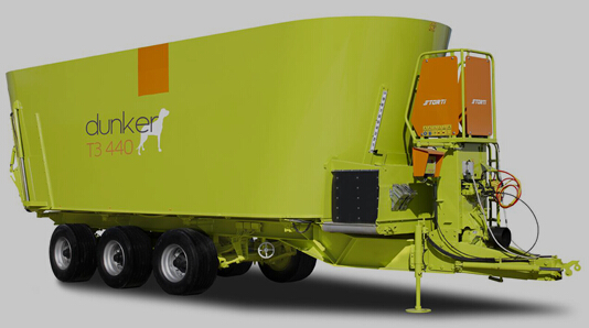 VERTICAL MIXING WAGON / TRAILED / SIDE DISCHARGE / 3-AUGER (DUNKER T3)
